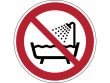 24: Verbotsschild - Verbot dieses Gerät in der Badewanne, Dusche oder über mit Wasser gefülltem Becken zu benutzen (gemäß DIN EN ISO 7010)